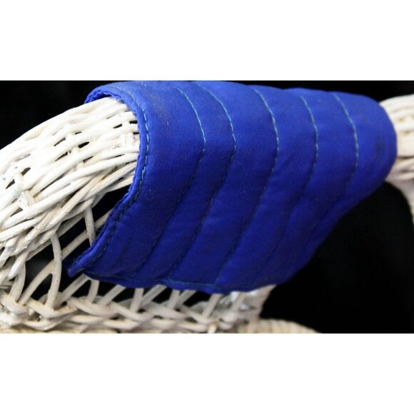 Vtg Wicker Baby Doll Bear Display Patio Chair Plant Stand Fabric Cover - Picture 9 of 9